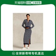 日本直邮poloralphlauren女士蓝白色条纹，针织套头毛衣裙(毛衣裙)时尚