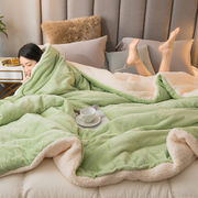 双层羊羔绒毯子法兰珊瑚绒毯，冬季加厚盖腿毛毯，保暖毯空调毯午睡毯