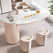岩板茶桌奶油风阳台茶桌椅组合轻奢岩板泡茶桌现代简约家用小茶台