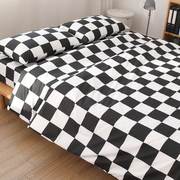 黑白棋盘格纯棉床单全棉被套枕套被罩床笠简约可搭配三四件套家纺
