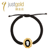 justgold鎮金店女皇，黄金足金编织手绳手链，手镯时尚个性1221991y
