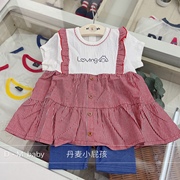 韩国中小童装 21夏女童洋气可爱拼接假两件背带裙上衣短袖套装J7