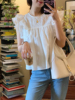 NEKODIARY丨法式设计感初恋白裙套装 飞袖衬衫+棉质半身裙 夏季女