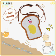 GLADEE日本GLADEE吐司斜挎包毛绒手机袋护照化妆收纳原创设计礼物