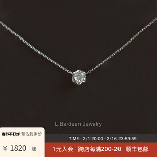 情人节礼物L.Bardeen18K白金天然钻石彩金项链女吊坠锁骨颈链珠宝