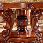 欧式实木餐桌椅组合大理石圆形，餐桌带转盘小户型饭桌别墅家具餐桌