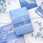 唯美人生海海盒装明信片文艺ins风景，浪漫蓝色天空大海留言卡片