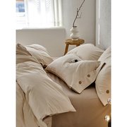 床品四件套纯棉100全棉，2022长绒棉磨毛床单，被套纯色床上用品