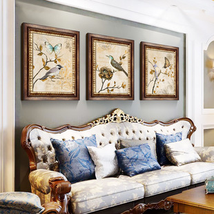 欧式客厅装饰画沙发背景，三联有框画卧室，组合墙画玄关壁画餐厅挂画