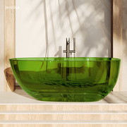 全透明水晶浴缸家用双人，彩色树脂椭圆形，浴缸高端人造石独立浴盆