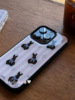夏日粉色条纹蝴蝶结兔子甜美可爱适用于iphone15pro/14promax苹果13/12/11手机壳保护套