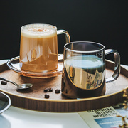 唯物生活小众设计感高级咖啡杯子高档精致玻璃杯碟套装复古拿铁杯