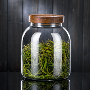 茶叶罐玻璃密封罐小瓶子透明带盖家用玻璃罐食品杂粮收纳盒储物罐
