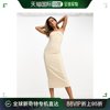 香港直邮潮奢asos女士，设计抹胸合身剪裁石头，色中长连衣裙
