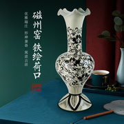 陶瓷窑纯手工花瓶桌面白色现代手绘插画中式家具装饰工艺客厅摆件
