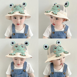 婴儿帽子夏季儿童遮阳帽太阳帽中大童，防晒帽可爱男女童宝宝渔夫帽