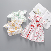 婴儿纯棉短袖连衣裙夏装，女宝宝唐装，旗袍裙0-1-2-3岁女童儿童裙子4