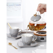 北欧风陶瓷玻璃花茶具套装英式煮水果花茶壶下午茶茶具蜡烛可加热