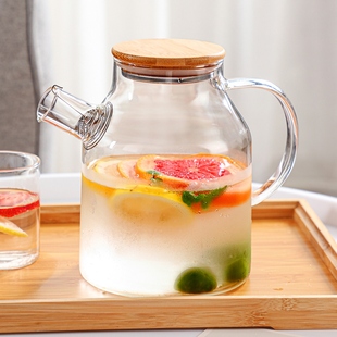 玻璃冷水壶套装耐热高温，泡茶壶水果花茶壶杯，冰箱家用晾开水凉水壶