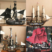 适用乐高积木加勒比海盗船黑珍珠帝国，战舰沉默玛丽号拼装玩具模型