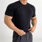 夏季男士短袖t恤修身体恤纯色纯棉打底衫半袖健身日常净版韩版潮