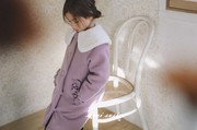 110-145韩系高端童装，灰玫紫毛领毛，呢大衣外套