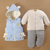 0一1岁男宝宝秋冬装加厚棉服袄，分体款童婴儿，衣服三件套装季外出(季外出)服