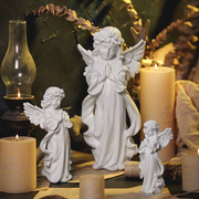 欧式复古少女天使摆件美式树脂石膏雕像小天使女孩桌面装饰品摆设