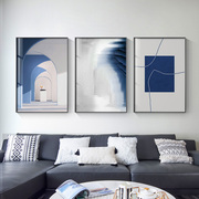 现代简约蓝色抽象客厅装饰画时尚人物沙发背景墙挂画文艺极简壁画