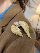 欧美复古Vintage翅膀水钻优雅西装大衣胸针小众设计感胸花潮