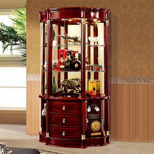 欧式酒柜客厅展示柜装饰柜奢华型双门玻璃多功能法式靠墙红酒柜