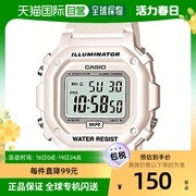 日本直邮casio卡西欧手表电子表，白色简约数字，学生表运动手表