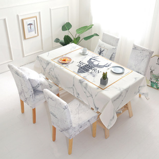 餐桌布艺桌布桌椅套件北欧家用长方形防水防油防烫桌布椅套跨境