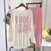 春夏pink睡衣莫代尔棉长袖，薄款外贸韩版宽松日系，家居服空调房套装