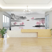 嘉彩定制新中式意境水墨山水沙发客厅卧室电视背景墙墙纸壁画壁纸