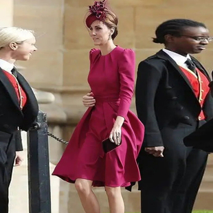 法式宴会小礼服裙玫红色气质秋装连衣裙平时可穿女王妃同款