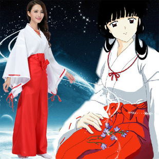 犬夜叉cosplay服装月华夜 桔梗 巫女和服日系动漫服装 万圣节服装