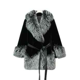 X2202A 高端欧货冬季黑色毛毛女装外套