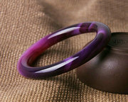 紫玛瑙手镯女帝王紫玉髓镯子细圆条原色美人镯手环水晶节日礼物