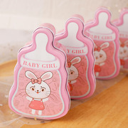 可爱卡通奶瓶形状兔年生肖款马口铁盒喜蛋盒子满月百日礼盒喜糖盒