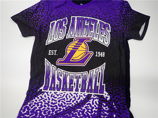 NBA洛杉矶湖人队圆领衫T恤球衣队服篮球服背心运动