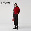 Kavon/卡汶羊毛混纺复古格调简约箱形高领蝙蝠袖显拉高身材瘦毛衫