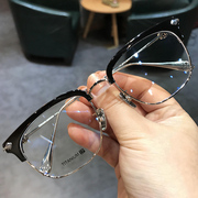 简丹剋萝心潮百搭眼镜架男女，复古时尚眼镜框，半框钛架可配近视眼镜