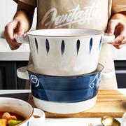 钵钵鸡容器大号双耳防烫盆汤碗，家用陶瓷日式装汤的面碗盛汤盆带盖