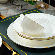 锦秋堂景德镇陶瓷器骨瓷餐具，家用高档碗碟套装微波炉可用碗盘碟子