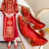 中式秀禾鞋婚鞋女新娘孕妇，婚纱两穿平底粗跟结婚鞋子新娘鞋不累脚