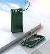 自带线太阳能充电宝，10000毫安超大容量，户外移动电源超薄便捷电池