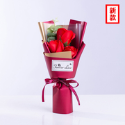 生日礼物送女生情人教师节创意，小3朵香皂玫瑰，太阳花束盒