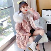 韩国女童棉服外套2021中长款羽绒棉袄洋气，中大童加厚冬装童装