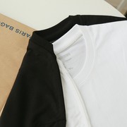 男女基础同款纯棉全包边高品质净版黑白色短袖T恤有大码基础宽松